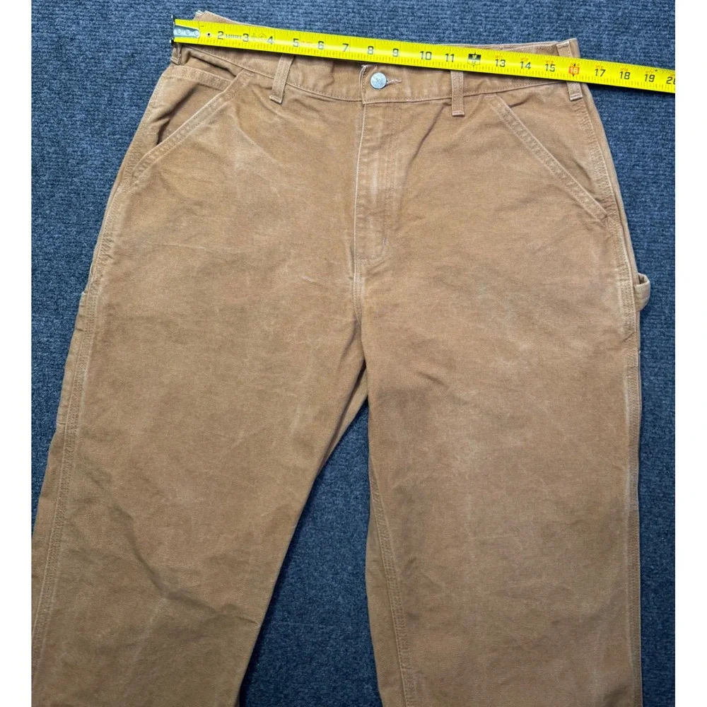 Carhartt B11-BRN Mens Brown Washed Duck Work Dungaree Pants 33x32 Loose Fit